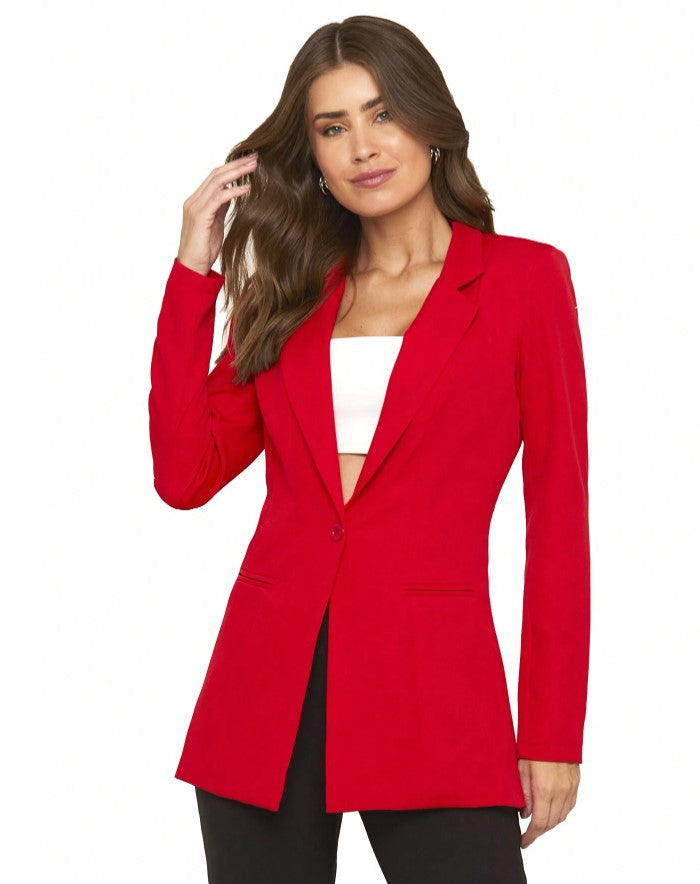 Blazer Elegance Alfaiataria Maxi Slim office vermelho