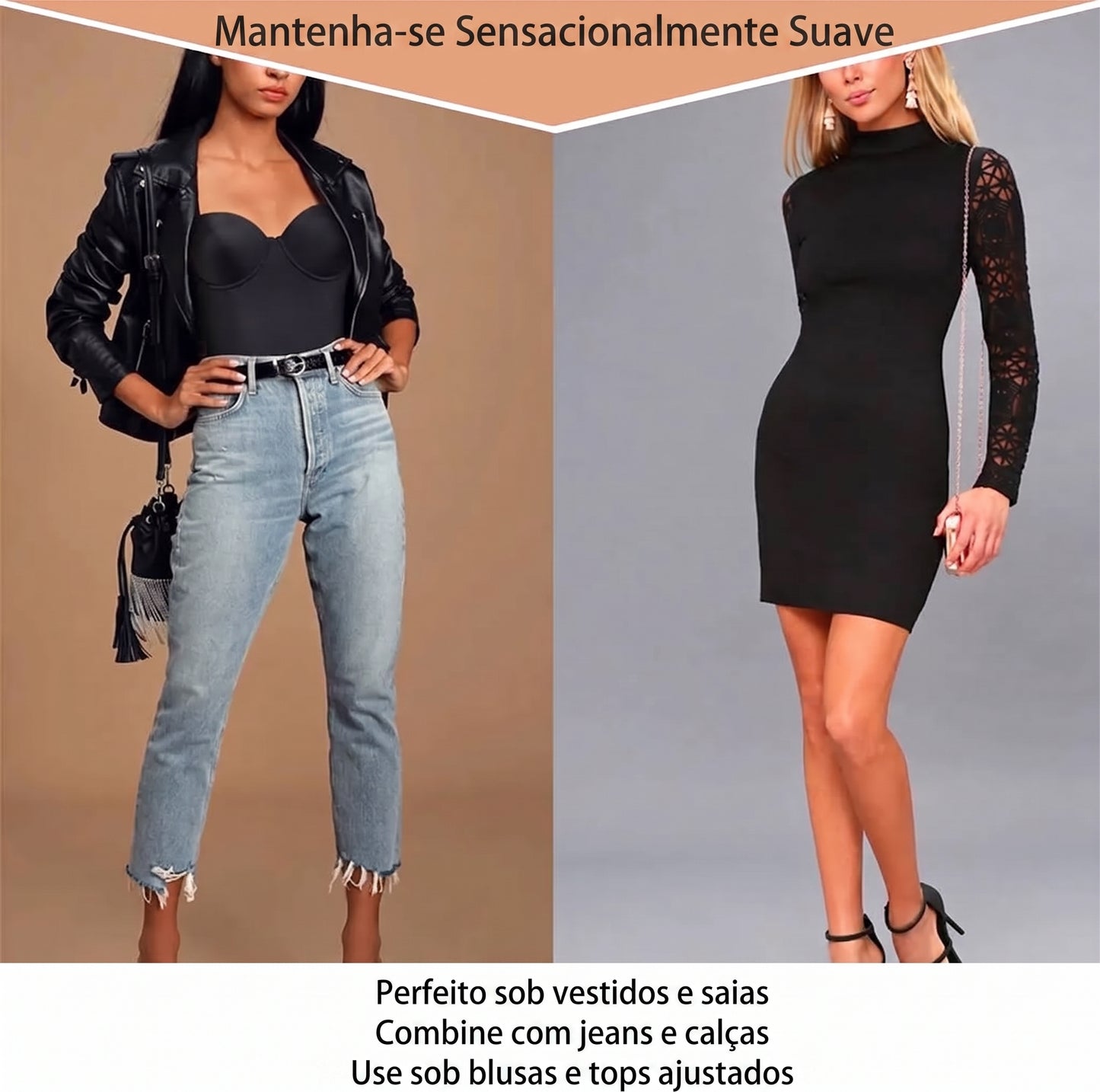 O Body Modelador com Bojo Push Up preto alta compressão na cintura