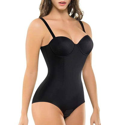 O Body Modelador com Bojo Push Up preto alta compressão na cintura