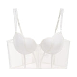 Bralette Corset Push Up Transparente c/ Bojo branco sutiã 