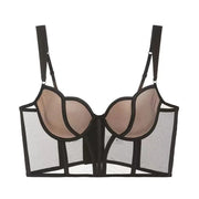 Bralette Corset Push Up Transparente c/ Bojo preto sutiã