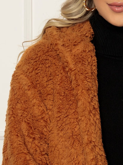 Casaco Sobretudo Teddy Forrado Pelúcia c/ Capuz