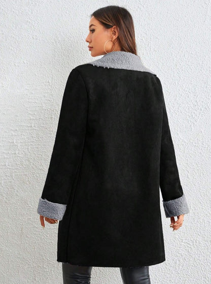 Casaco Forrado de Pelúcia pelo Alto Inverno quentinho preto elegante