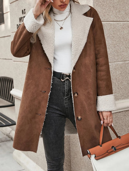 Casaco Forrado de Pelúcia pelo Alto Inverno quentinho marrom caramelo elegante