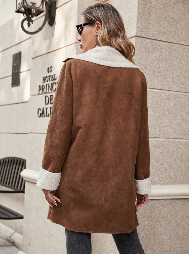 Casaco Forrado de Pelúcia pelo Alto Inverno quentinho marrom elegante