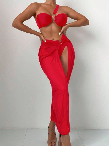 Conjunto Biquíni Argola c/Saia Longa Transparente
