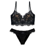 conjunto lingerie sutiã de renda push up sexy preto bojo calcinha tanga biquíni 