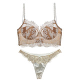 Conjunto Lingerie sutiã bojo Bralette de Renda Push Up branco calcinha fio dental