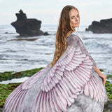 Kimono Boho Longo estampa Asas de Anjo | Saída de Praia rosa cinza