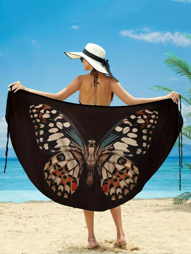Saída de Praia Saia Vestido Envelope Borboleta