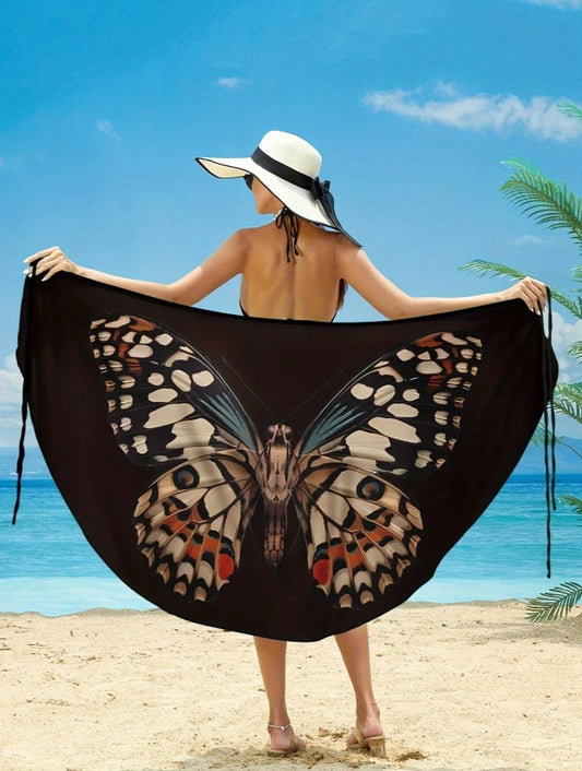 Saída de Praia Saia Vestido Envelope Borboleta