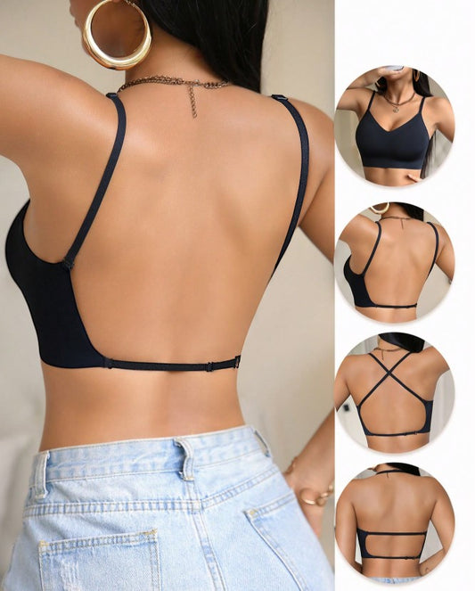 Sutiã Multifuncional Invisível Decote nas Costas Não Marca bojo preto