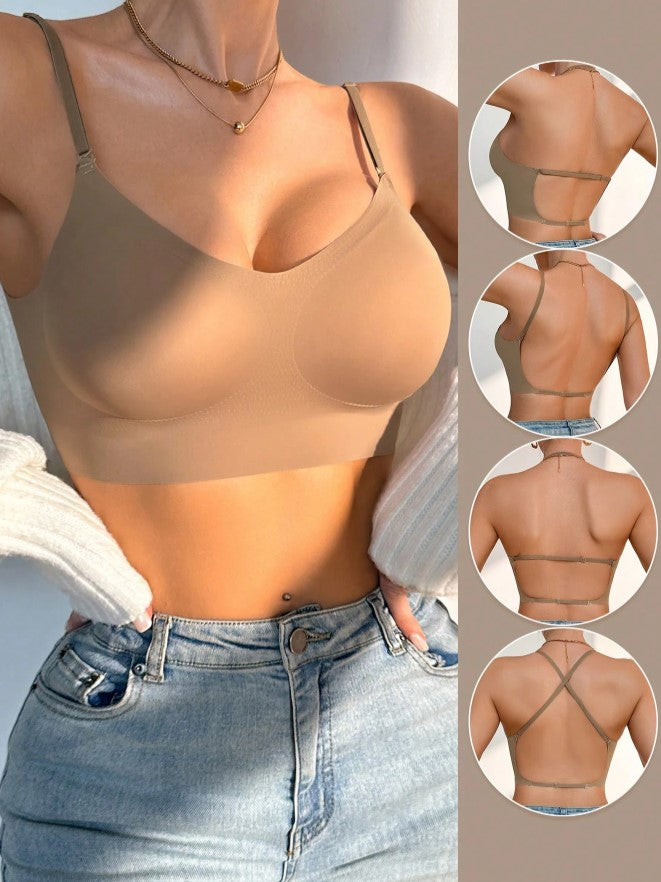 Sutiã  Decote nas Costas Não Marca Multifuncional Invisível bojo bege nude