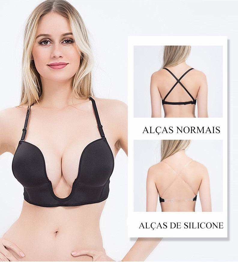 Sutiã Decote Profundo U Efeito Silicone
