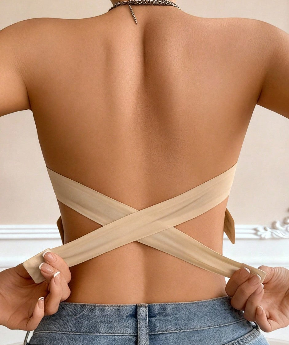 Sutiã Tomara que Caia Sem Costura Anti-Deslizante não marca sutiã de noiva bege