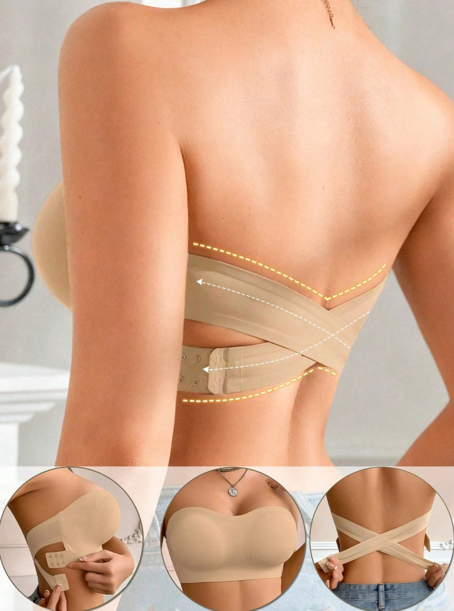 Sutiã Tomara que Caia Sem Costura Anti-Deslizante não marca sutiã de noiva bege