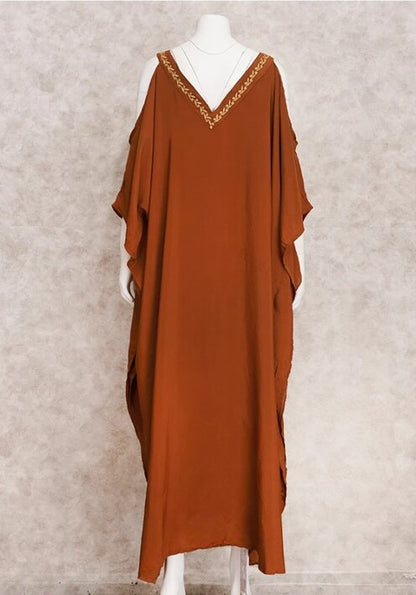 Vestido Longo Ciganinha Bordado Solto Túnica Plus Size
