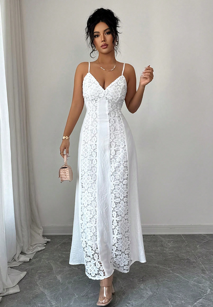 Vestido de Festa Branco c/Renda Longo batizado casamento formatura verão
