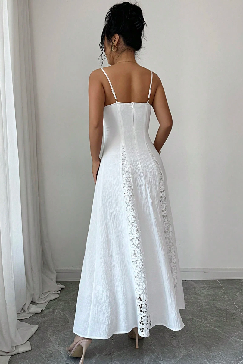 Vestido de Festa Branco c/Renda Longo batizado casamento formatura verão