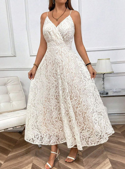 Vestido de Festa Longo Renda Branco Alcinha casamento civil formatura