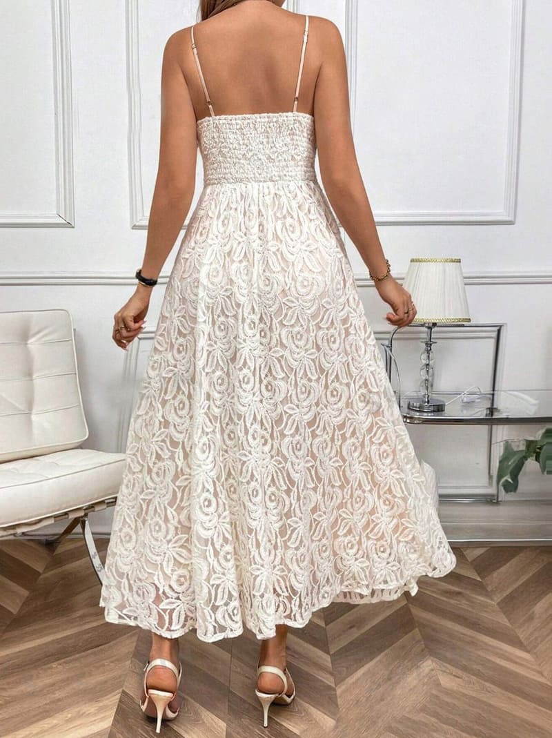 Vestido de Festa Longo Renda Branco Alcinha casamento civil formatura