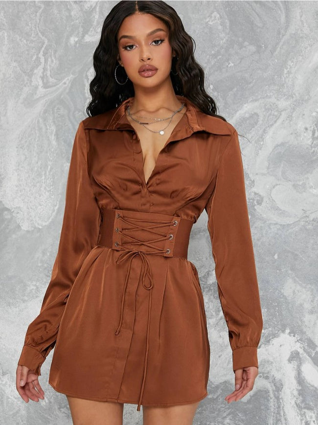 Vestido shop curto marrom
