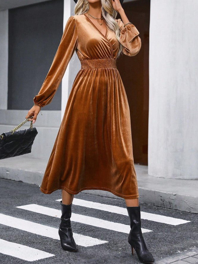 Vestidos Midi De Festa Vestido Festa Veludo Midi Manga Longa