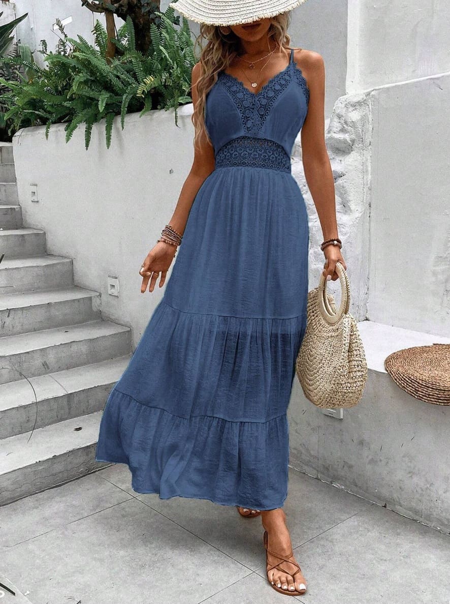 Vestido Longo c/ Renda Boho Chic de Verão