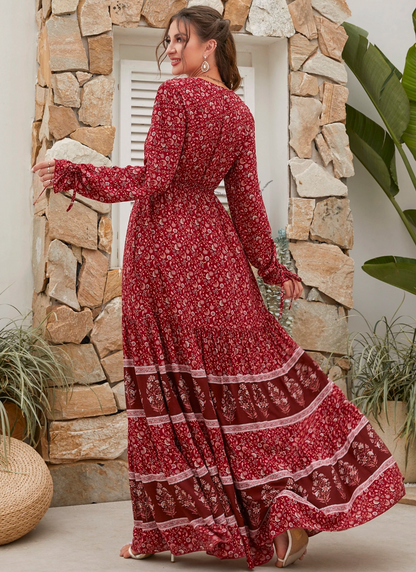 Vestido Longo Western Boho Manga Longa