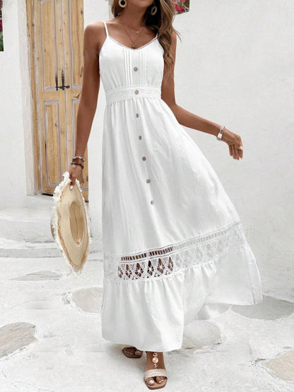 Vestido Longo Branco com Renda Boho