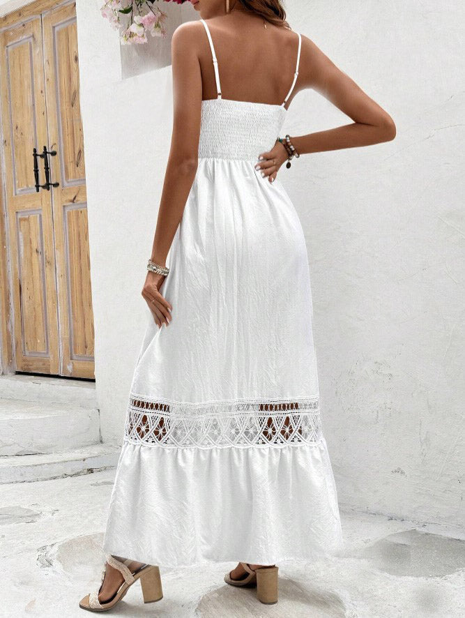 Vestido Longo Branco com Renda Boho