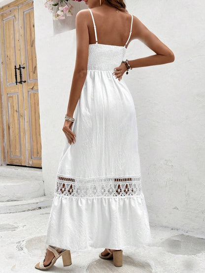 Vestido Longo Branco com Renda Boho