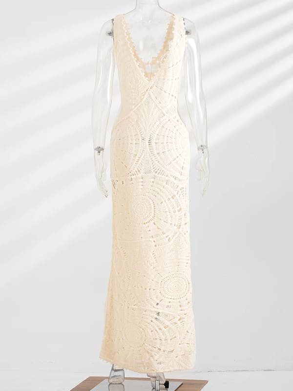 Vestido Longo de Crochê Saída de Praia