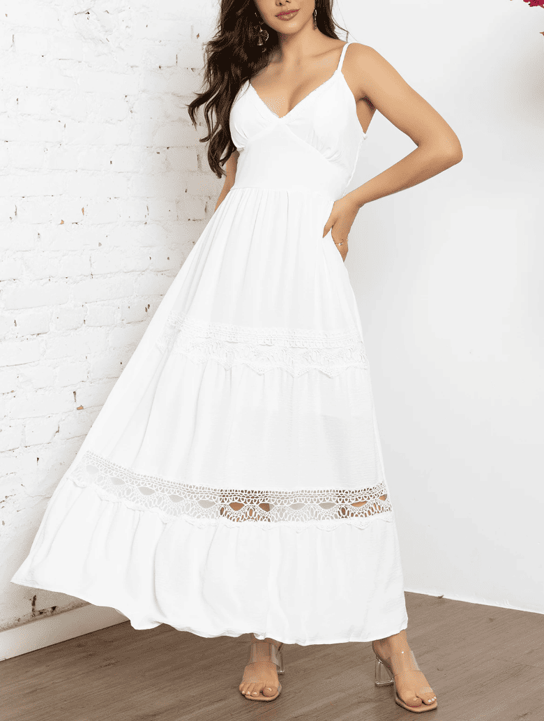 Vestido de Festa Longo c/Renda Alcinha verão branco noiva
