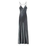 Vestido de Festa Longo Slip Dress Metalizado Costas Nuas