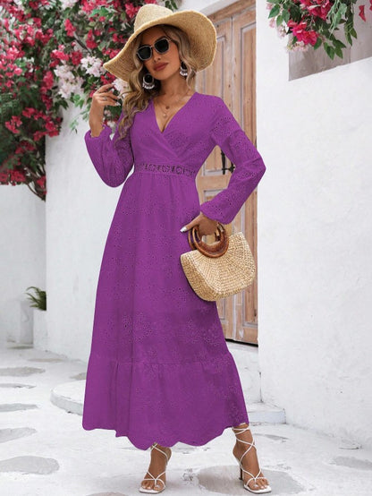 Vestido Longo Lese Manga Longa Boho Chic