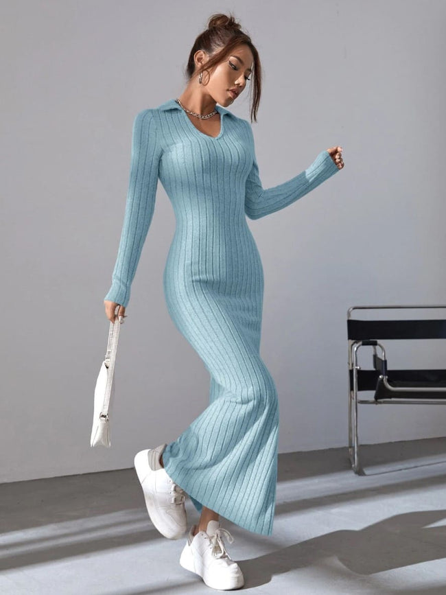 Vestido de sales tricot azul claro
