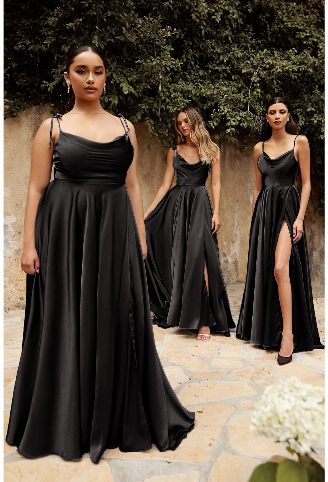 Vestido de casamento Madrinha Longo Fenda alcinha preto formatura sexy