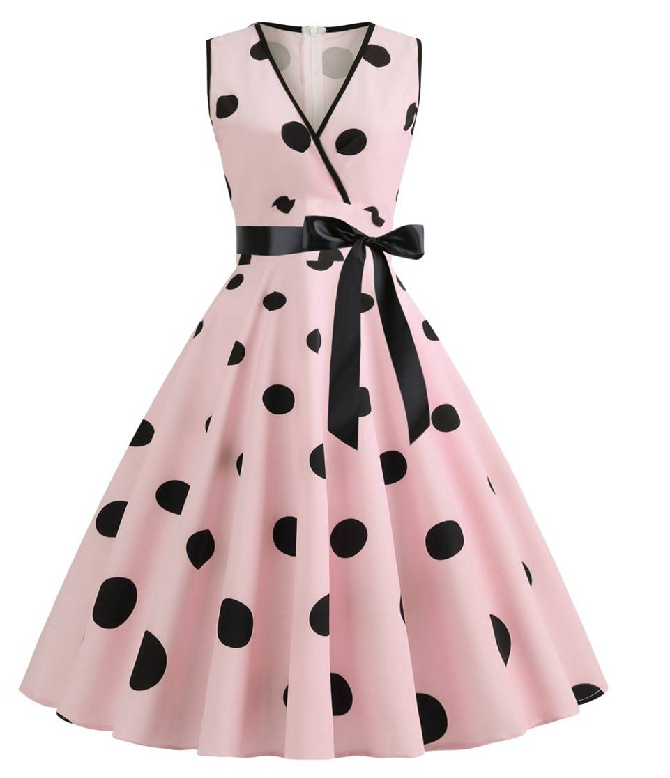 Vestido Retrô Midi Rodado Plus Size Regata de Bolinha
