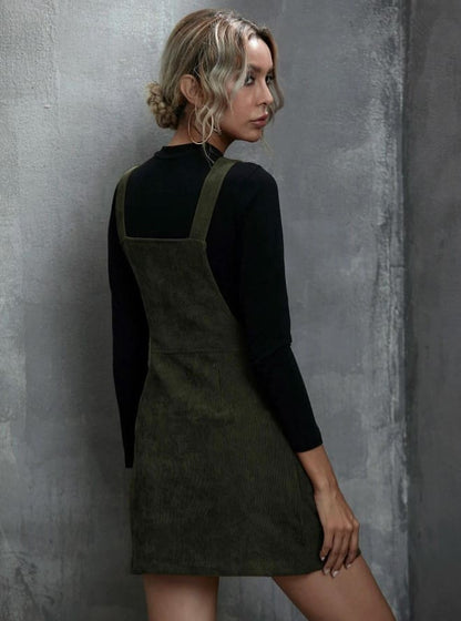 Vestido Salopete Veludo Cotelê Zíper