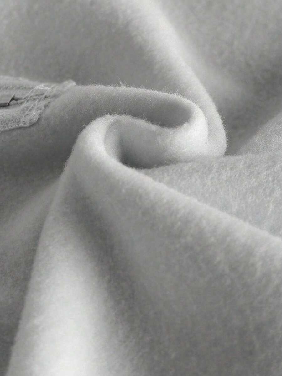 Vestido Midi de Moletom Térmico Capuz Zíper cinza claro inverno neve