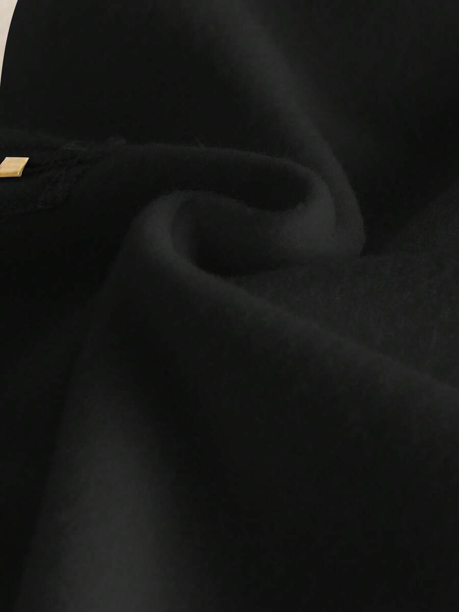 Vestido Midi de Moletom Térmico Capuz Zíper preto inverno neve