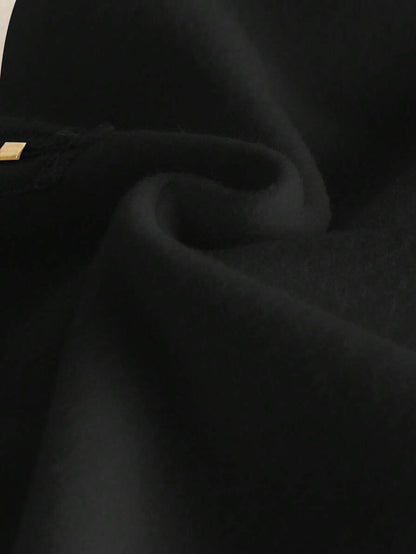 Vestido Midi de Moletom Térmico Capuz Zíper preto inverno neve