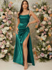 Vestido Longo de Festa Cetim c/ Fenda Alcinha