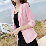 Blazer de Verão Candy Colors Manga 3/4 rosa claro