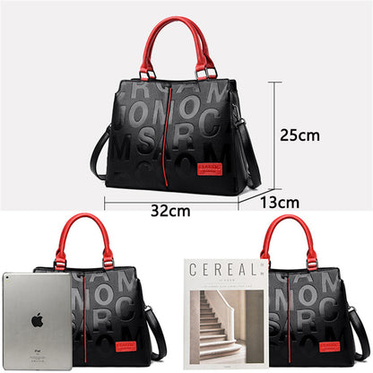 Bolsa Fashion Classic Preta com Detalhes Couro