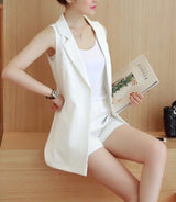 Colete feminino Alfaiataria Longo Branco