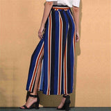 Calça Pantalona Azul Listrada c/Fendas Laterais - Loja Style Me