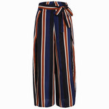 Calça Pantalona Azul Listrada c/Fendas Laterais - Loja Style Me