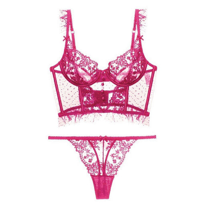 Conjunto Lingerie Sutiã Corselet de Renda Transparente